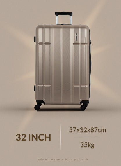 Para John Aventura  4-Piece Polycarbonate Expandable Luggage Set, 20/24/28/32 Inch, 360° 8-Wheel Spinner Trolley Suitcases