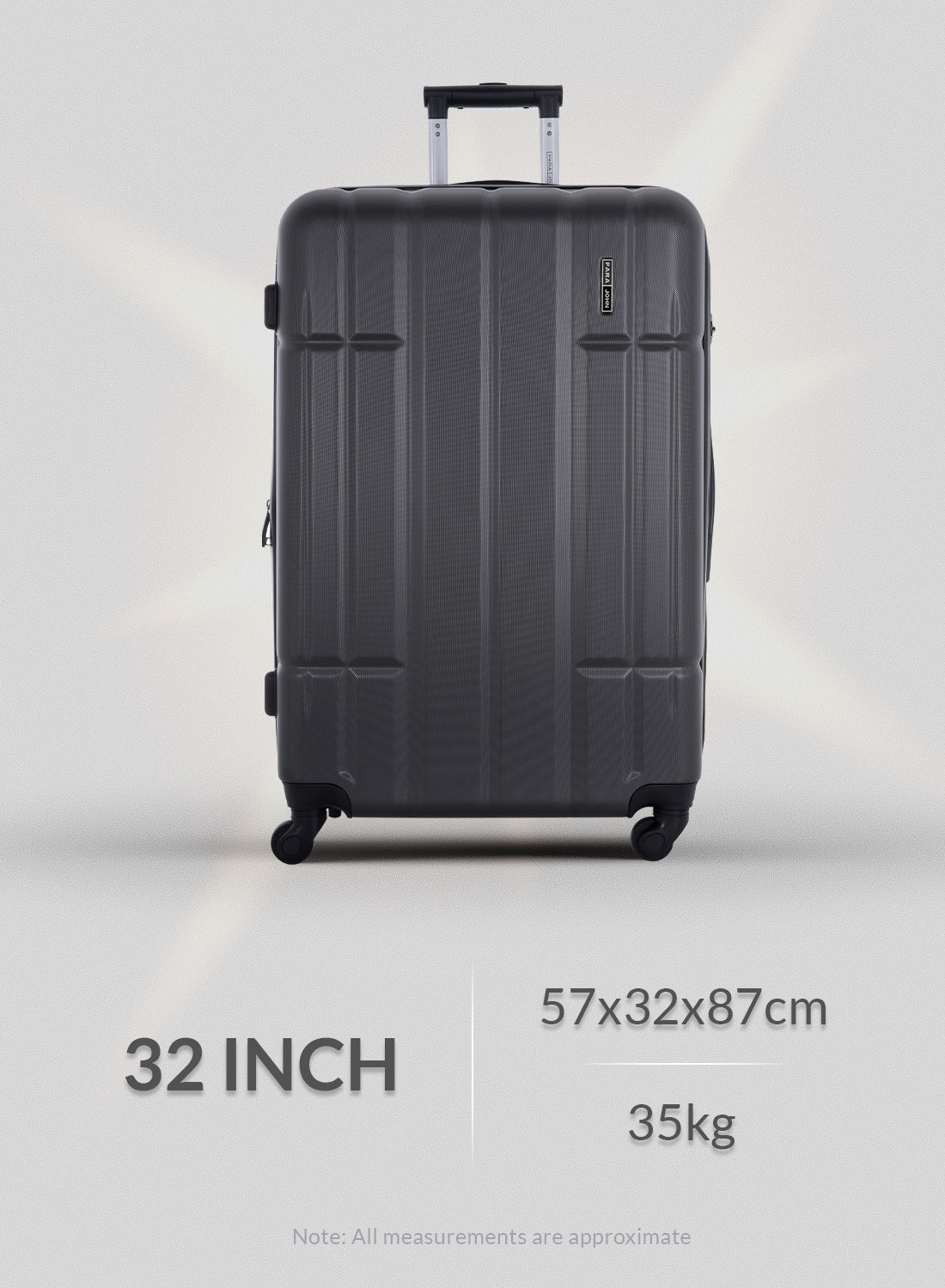 Para John Aventura  4-Piece Polycarbonate Expandable Luggage Set, 20/24/28/32 Inch, 360° 8-Wheel Spinner Trolley Suitcases
