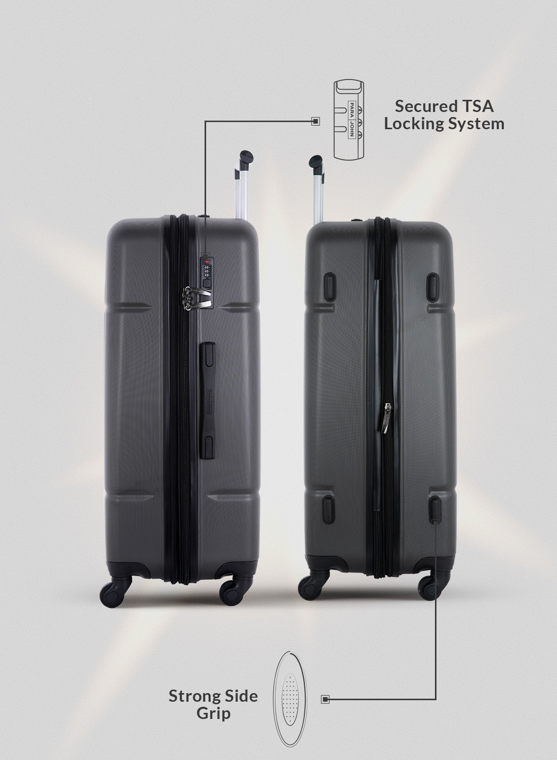 Para John Aventura  4-Piece Polycarbonate Expandable Luggage Set, 20/24/28/32 Inch, 360° 8-Wheel Spinner Trolley Suitcases