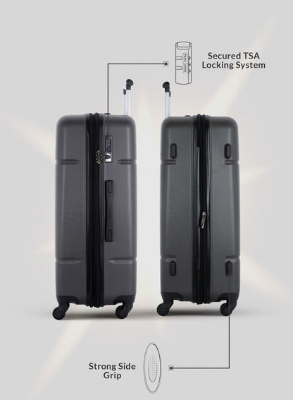 Para John Aventura  4-Piece Polycarbonate Expandable Luggage Set, 20/24/28/32 Inch, 360° 8-Wheel Spinner Trolley Suitcases