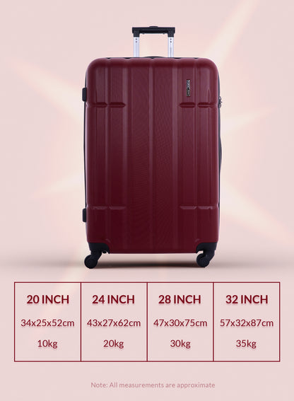 Para John Aventura  4-Piece Polycarbonate Expandable Luggage Set, 20/24/28/32 Inch, 360° 8-Wheel Spinner Trolley Suitcases