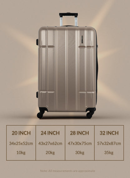 Para John Aventura  4-Piece Polycarbonate Expandable Luggage Set, 20/24/28/32 Inch, 360° 8-Wheel Spinner Trolley Suitcases