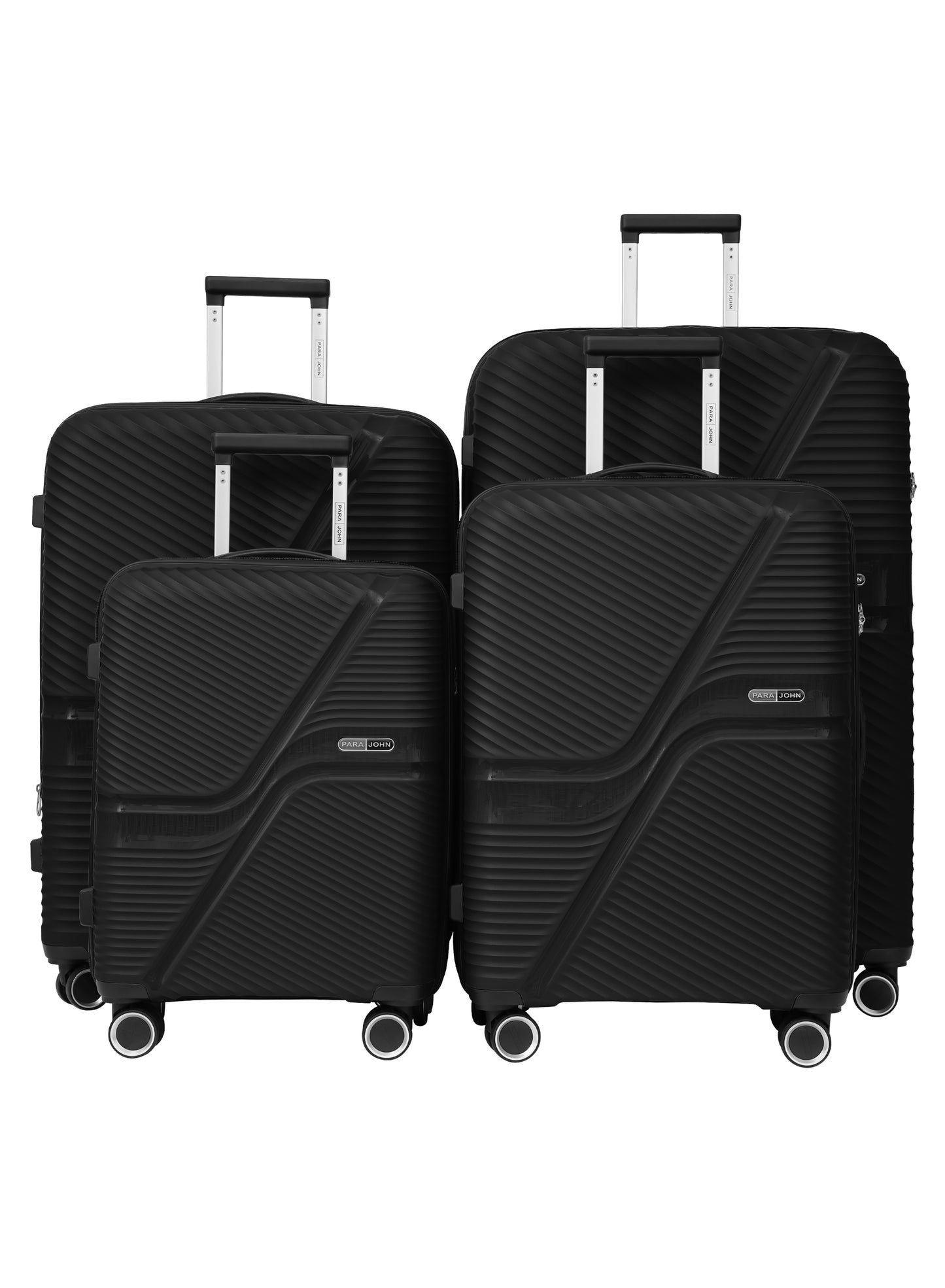 Para John 4-Piece PP Hardshell Luggage Set, 20/24/28/32 Inch, Expandable Trolley Suitcases with 8 Spinner Wheels