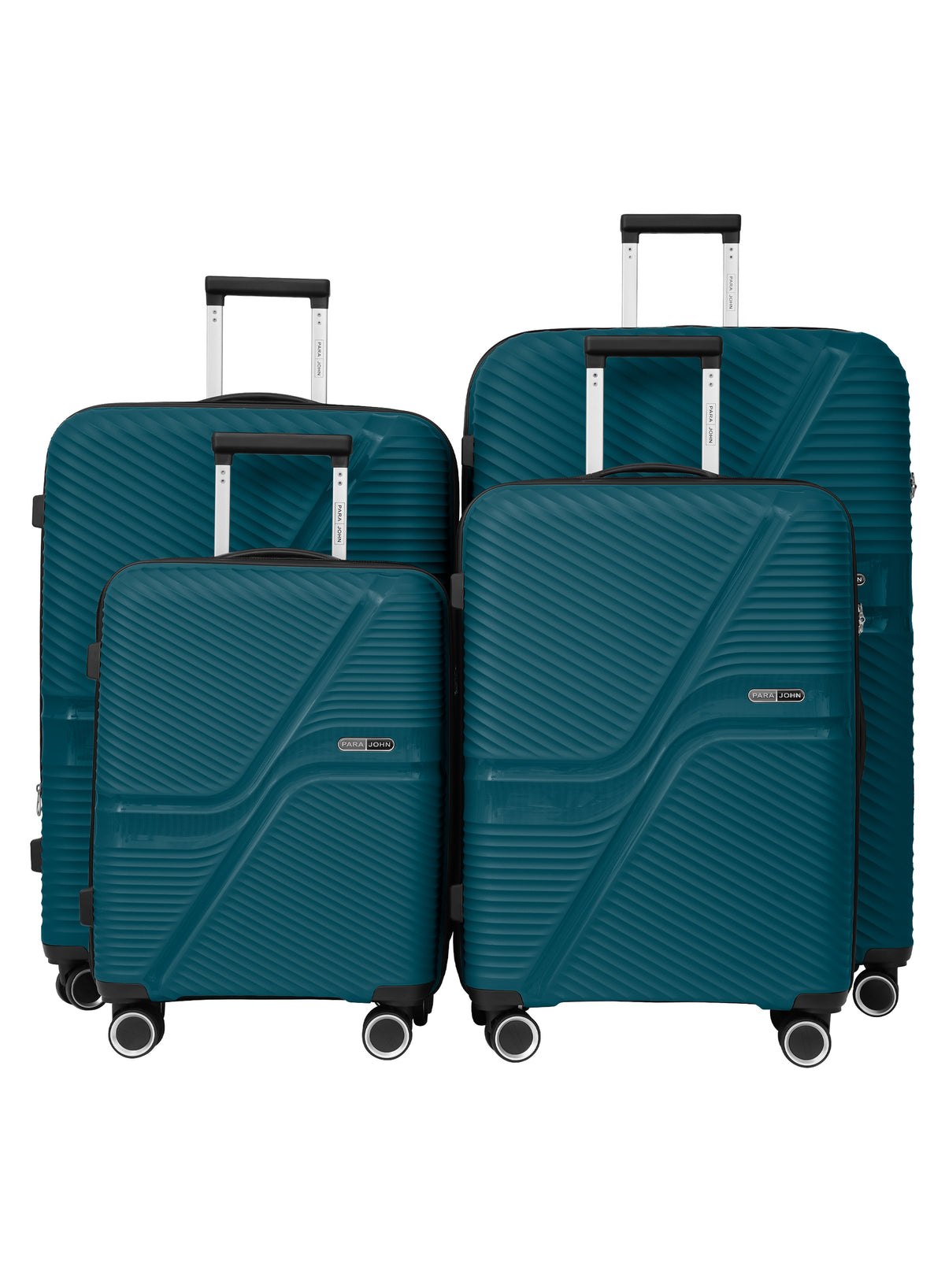 Para John 4-Piece PP Hardshell Luggage Set, 20/24/28/32 Inch, Expandable Trolley Suitcases with 8 Spinner Wheels