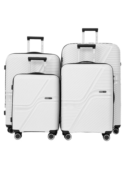 Para John 4-Piece PP Hardshell Luggage Set, 20/24/28/32 Inch, Expandable Trolley Suitcases with 8 Spinner Wheels