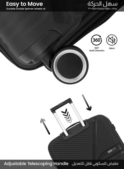 Para John 4-Piece PP Hardshell Luggage Set, 20/24/28/32 Inch, Expandable Trolley Suitcases with 8 Spinner Wheels
