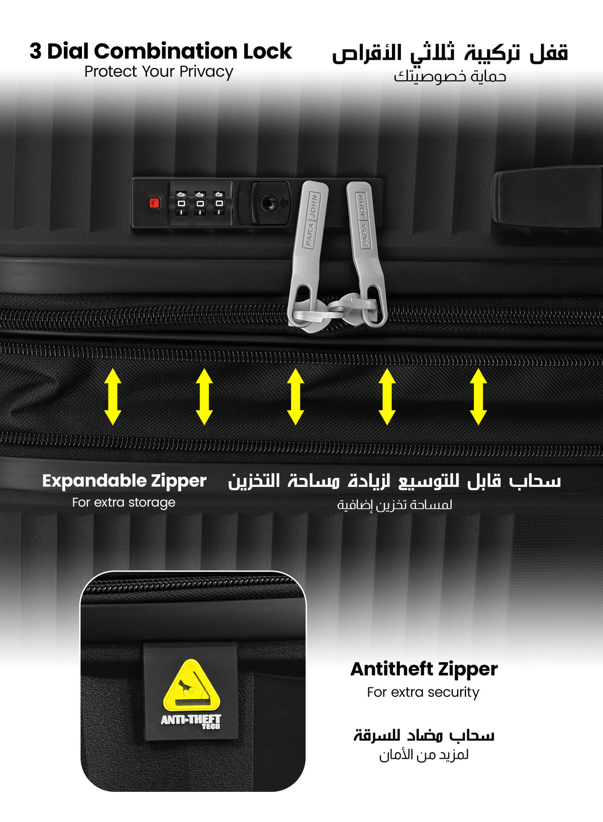 Para John 4-Piece PP Hardshell Luggage Set, 20/24/28/32 Inch, Expandable Trolley Suitcases with 8 Spinner Wheels