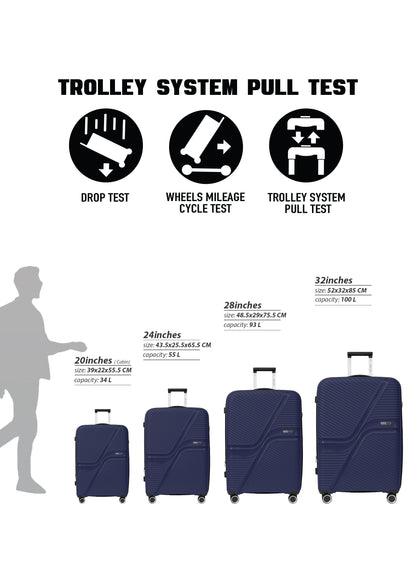 Para John 4-Piece PP Hardshell Luggage Set, 20/24/28/32 Inch, Expandable Trolley Suitcases with 8 Spinner Wheels
