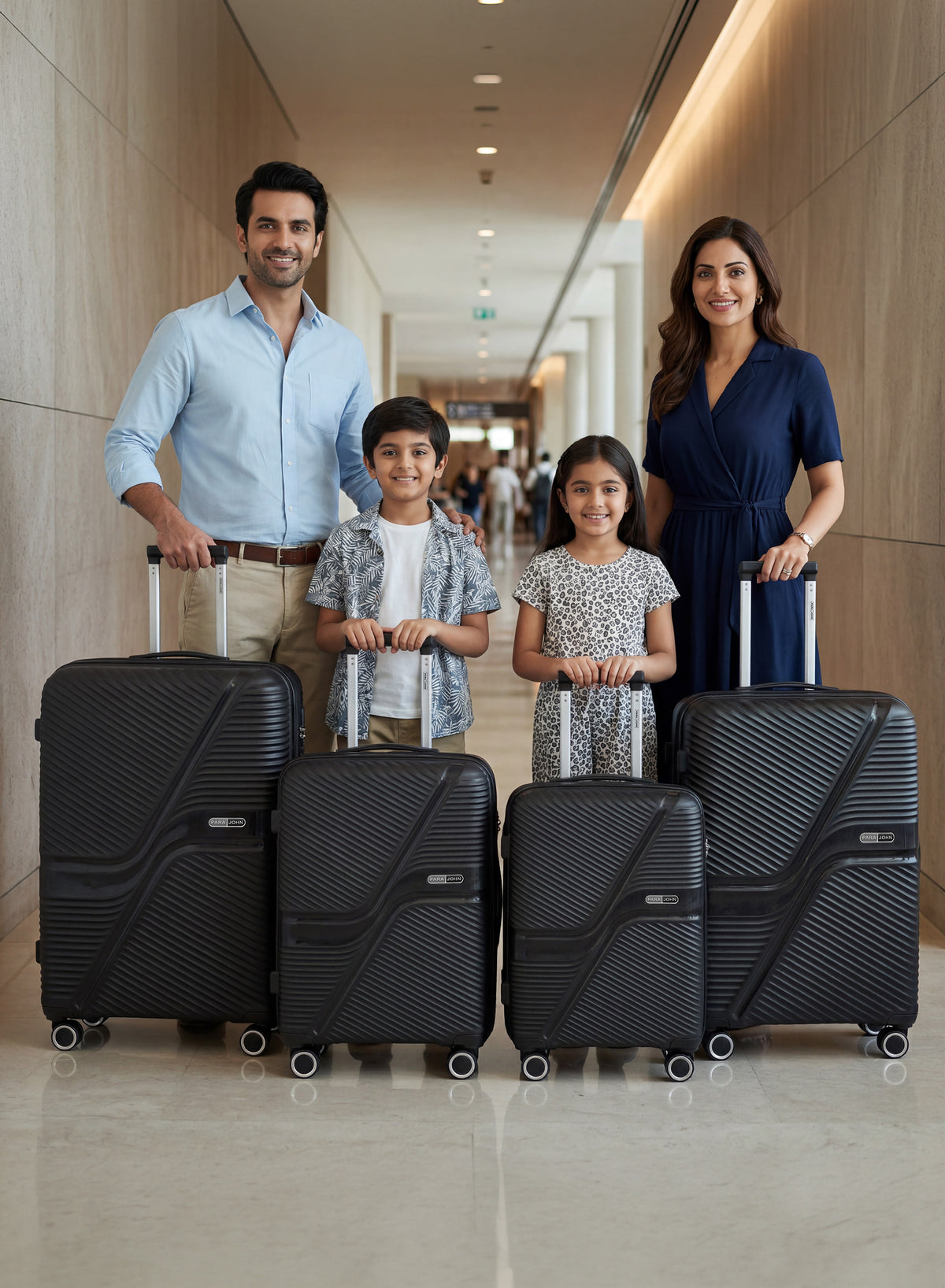 Para John 4-Piece PP Hardshell Luggage Set, 20/24/28/32 Inch, Expandable Trolley Suitcases with 8 Spinner Wheels