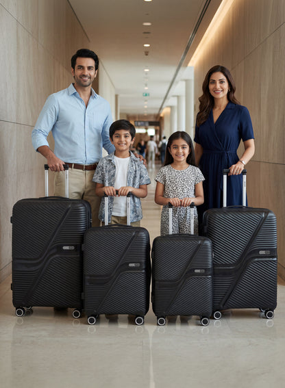 Para John 4-Piece PP Hardshell Luggage Set, 20/24/28/32 Inch, Expandable Trolley Suitcases with 8 Spinner Wheels