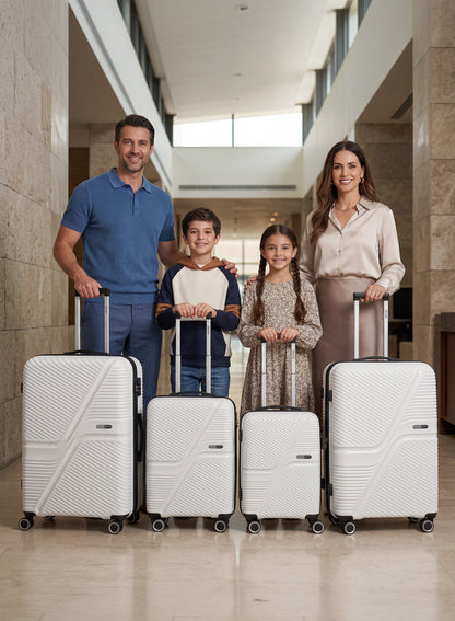 Para John 4-Piece PP Hardshell Luggage Set, 20/24/28/32 Inch, Expandable Trolley Suitcases with 8 Spinner Wheels