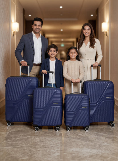 Para John 4-Piece PP Hardshell Luggage Set, 20/24/28/32 Inch, Expandable Trolley Suitcases with 8 Spinner Wheels