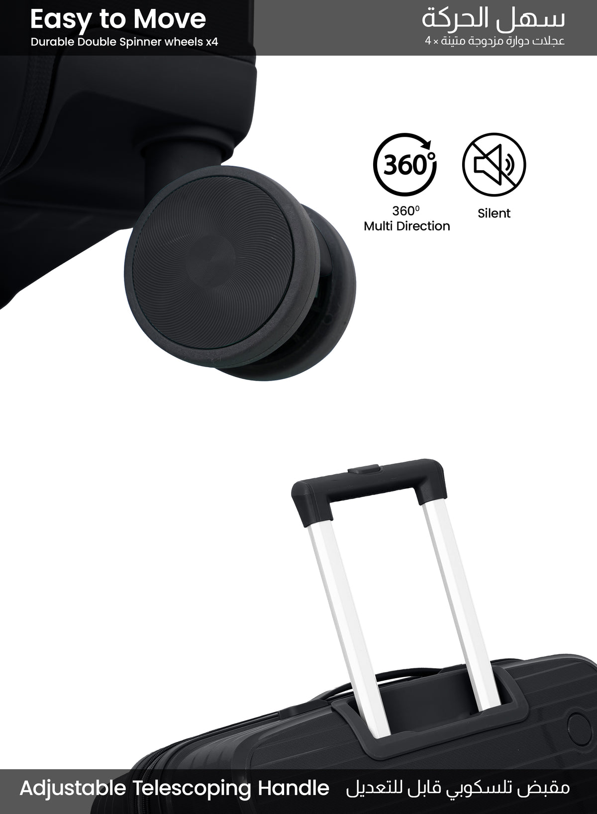 PARAJOHN TURQON 4 Piece Expandable PP Luggage Set with 8 Spinner Wheels, Anti-Theft Zipper & Combination Lock
