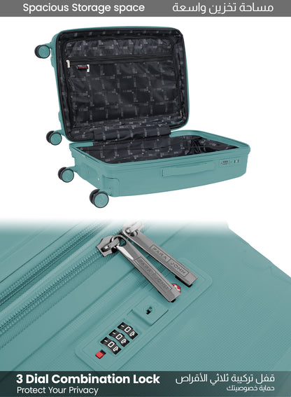 PARAJOHN TURQON 4 Piece Expandable PP Luggage Set with 8 Spinner Wheels, Anti-Theft Zipper & Combination Lock