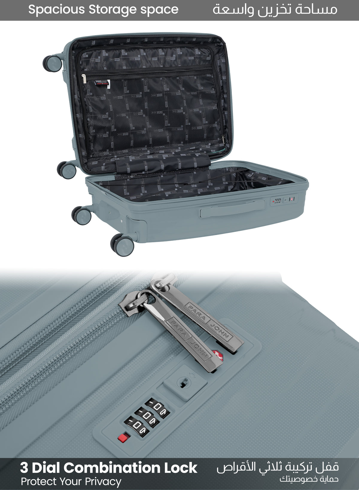 PARAJOHN TURQON 4 Piece Expandable PP Luggage Set with 8 Spinner Wheels, Anti-Theft Zipper & Combination Lock