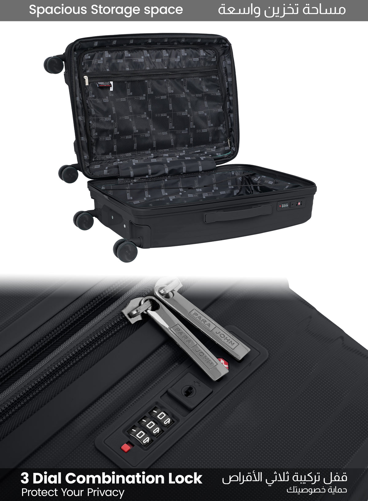 PARAJOHN TURQON 4 Piece Expandable PP Luggage Set with 8 Spinner Wheels, Anti-Theft Zipper & Combination Lock
