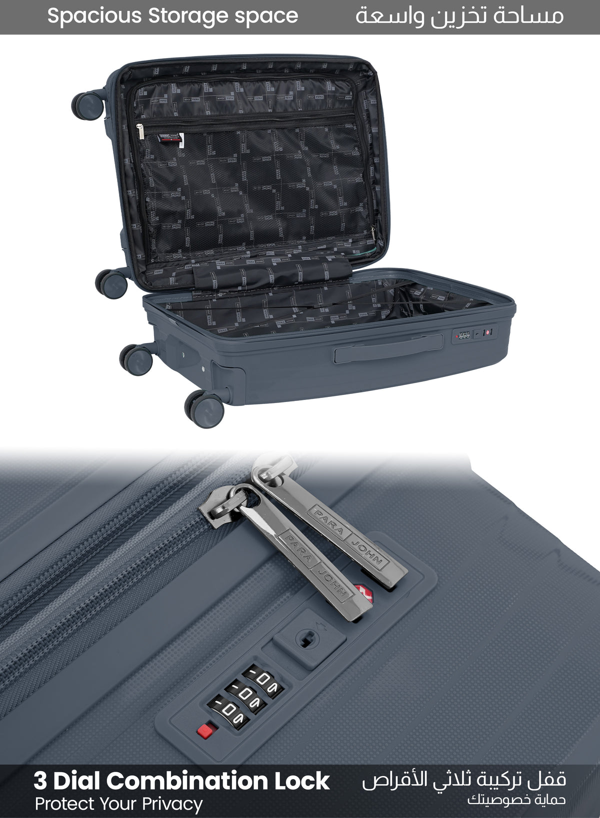 PARAJOHN TURQON 4 Piece Expandable PP Luggage Set with 8 Spinner Wheels, Anti-Theft Zipper & Combination Lock