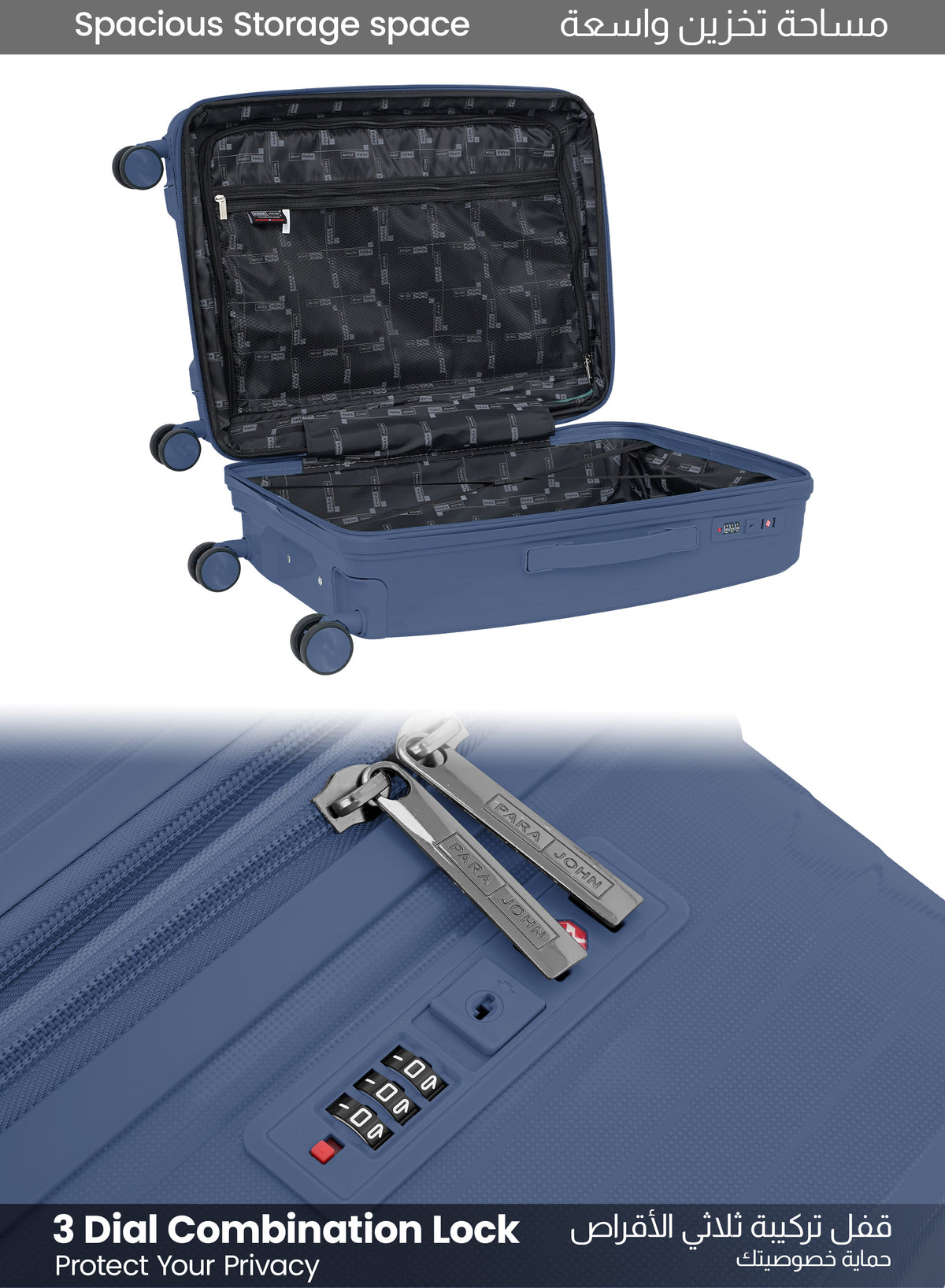 PARAJOHN TURQON 4 Piece Expandable PP Luggage Set with 8 Spinner Wheels, Anti-Theft Zipper & Combination Lock