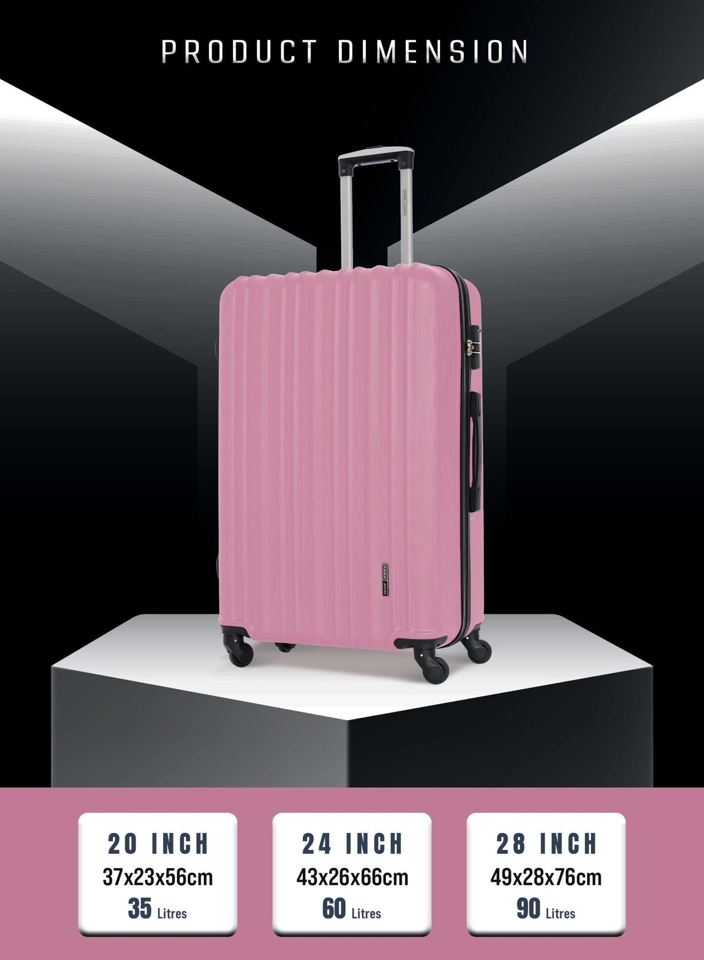 Keno 3-Piece ABS Hardside Spinner Luggage Trolley Set