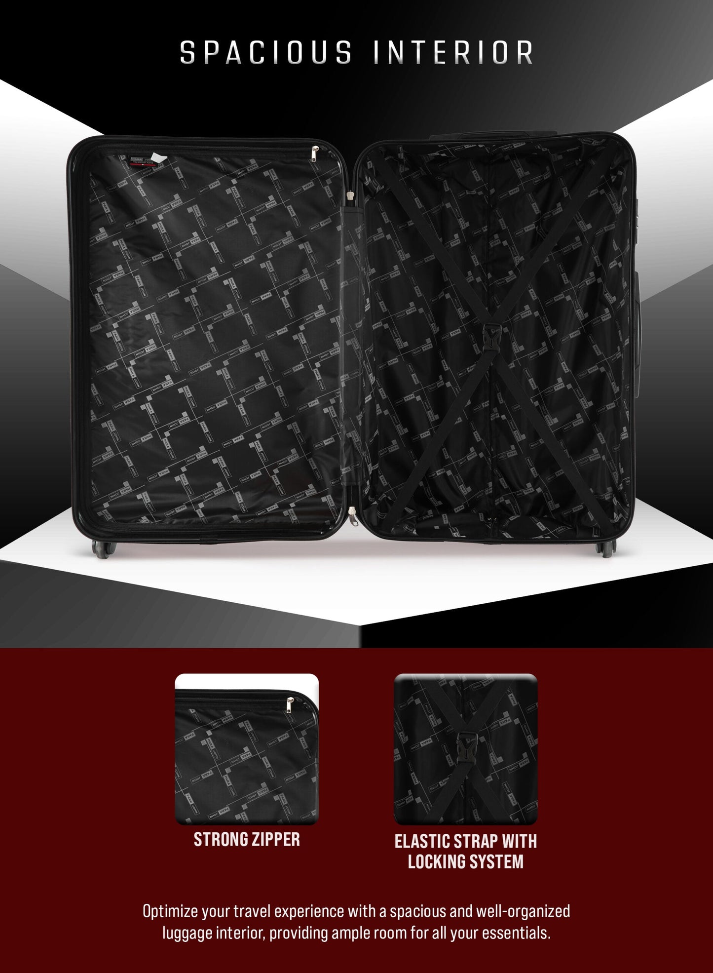 Keno 3-Piece ABS Hardside Spinner Luggage Trolley Set