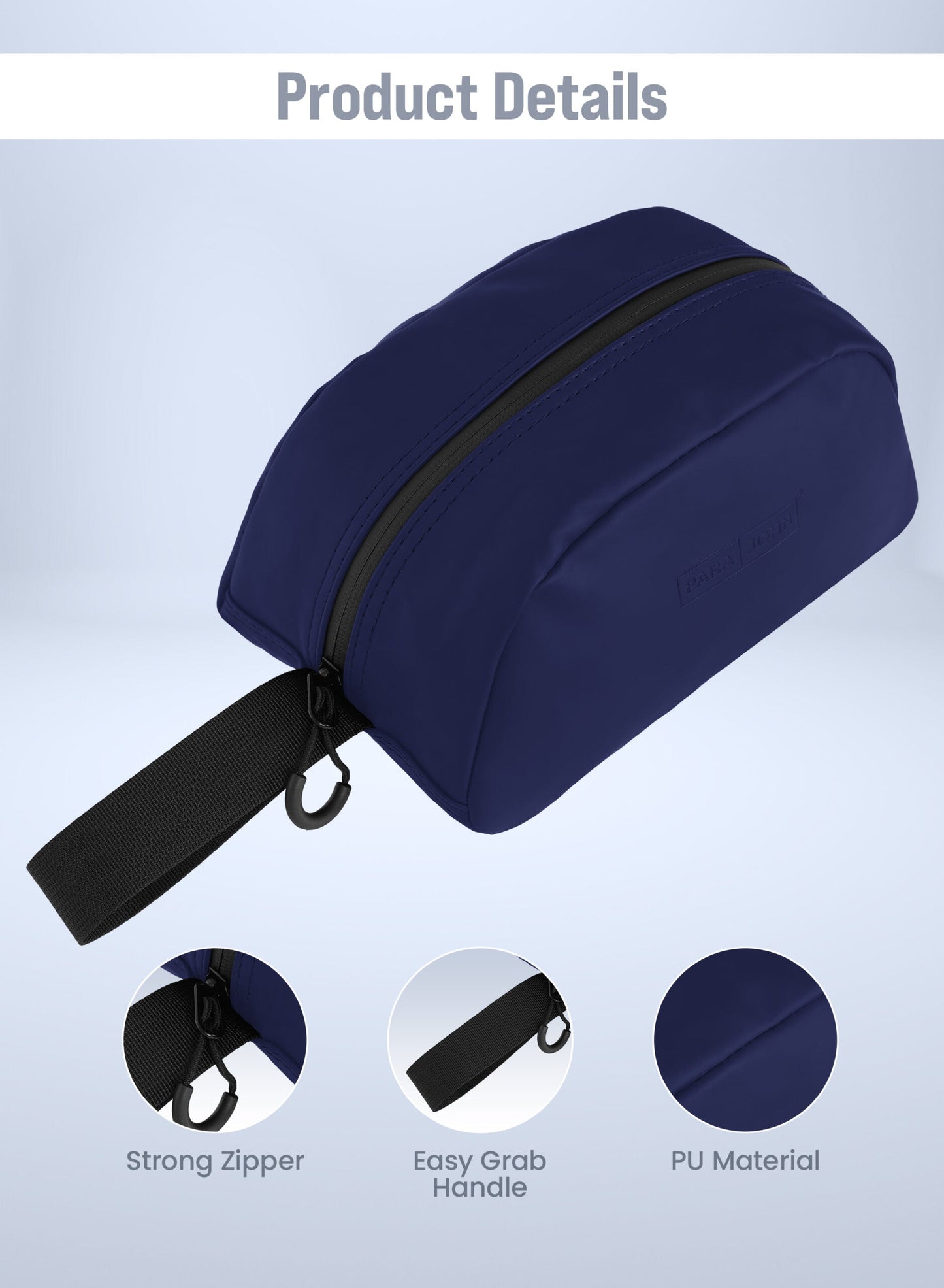 Essentials Solid Pouch with Strap and Zip Closure